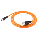 Дата-кабель hoco. X21 Plus USB - Type-C, 2,4А, 1м. Цвет: черно-оранжевый