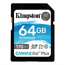 Карта памяти Kingston Canvas Go Plus 64GB UHS-I U3 V30, 170/70 Mb/s