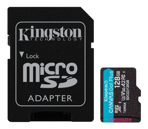 Карта памяти Kingston Canvas Go Plus micro SD 128GB UHS-I U3 V30, class 10, 170/90 Mb/s