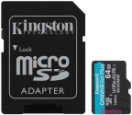 Карта памяти Kingston Canvas Go Plus micro SD 64GB UHS-I U3 V30, class 10, 170/70 Mb/s