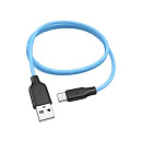 Дата-кабель hoco. X21 Plus USB - Type-C, 2,4А, 1м. Цвет: черно-голубой