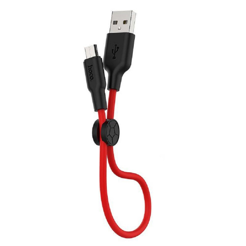 Дата-кабель hoco. X21m Plus USB - Micro USB, 2.4A, 2м. Цвет: чёрный/красный