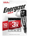 Батарейкa Energizer ENR MAX, E92, AAA, 4шт. 