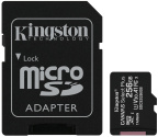 Карта памяти Kingston Canvas Select Plus micro SD+SD адаптер 256GB UHS-I U3 V30, 100/85 Mb/s