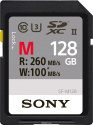 Карта памяти SONY 128GB SFG1M UHS-II U3 чтение - до 260 МБ/с, запись до 100 МБ/с (SF-M128)