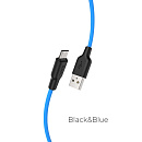 Дата-кабель hoco. X21iPlus, 2.4A, USB - Lightning, 1м. Цвет: черный/синий