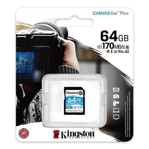 Карта памяти Kingston Canvas Go Plus SDXC 64GB UHS-I U3 V30, class10, 170/70 Mb/s