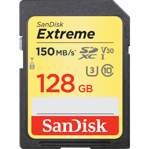 Карта памяти Sandisk Extreme SDXC 128GB Class 3, UHS-I U3, V30 (150Mb/s)