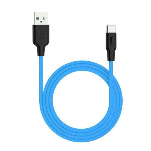 Дата-кабель hoco. X21a Plus флуоресцентный, USB - Type-C, 3.0A, 1м. Цвет: синий